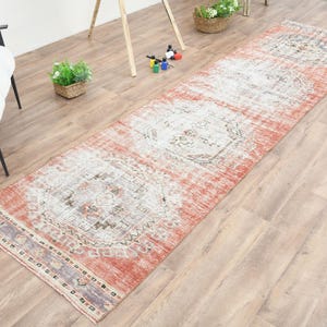 3x11 Turkish Runner, Vintage Runner, Oushak Runner, Anatolia rug, Wool rug, Kitchen Runner, Hallway rug, Distressed Rug, Oriental Orange Rug