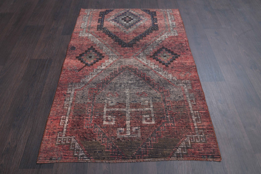 3x4 Handmade Vintage Accent Rug, Bathroom Rug, Kitchen Throw Rug, Door ...