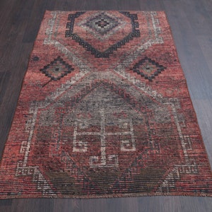 3x4 Handmade vintage accent rug, Bathroom rug, Kitchen throw rug, Door mat, Vintage small rug, 3x4 Wool rug, 3x4 Turkish rug, 3.0x4.4 Ft