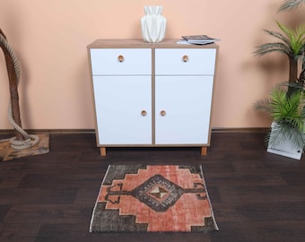 2.2x2.4 Ft Turkish vintage rug, Anatolian rug, Handmade wool rug, Boho decor, Natural rug, 2x2 Rug, Entryway Rug, Desk mat, Door mat, Gift