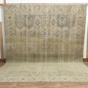 9x12 Handmade vintage rug, Beige Luxury Rug, Palace Size Rug, Kitchen Carpet, 9x12 Large Rug, Living Room Modern Rug, Traditional Floral