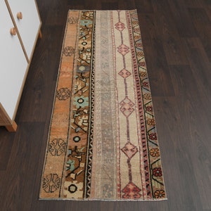 2.1x5.5 Ft Turkish rug, Anatolian rug, Patchwork rug, Vintage rug, Oushak rug, Kitchen rug, Entryway rug, Runner rug, Hallway rug, 2x5 Rug