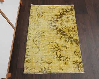 Tapete de cozinha 1,9 x 2,8 pés, capacho turco, tapete de banheiro, tapete para porta, tapete pequeno 2 x 3 pés, capacho vintage, decoração boho, tapete de lã