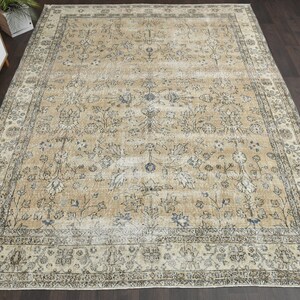8.4x11.2 Ft Handmade Turkish area rug, Anatolian carpet, Vintage oversize rug, Oushak area rug, Living room rug, 7x11 Rug, Floral area rug