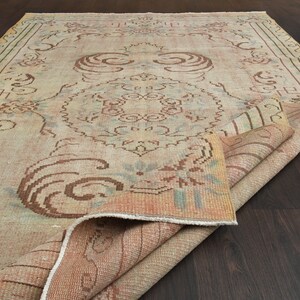 5x9 Beige Turkish rug, Handmade vintage rug, Oushak rug, 5x9 Rug, Living room rug, Large area rug, Bedroom rug, 5.4x8.8 Ft, Farmhouse Decor