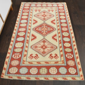 2.8x4.5 Ft Handmade Oushak small rug, Bath mat, Bathroom rug, Kitchen throw rug, Entryway rug, Vintage kids room rug, 3x4 Rug, Kitchen rug