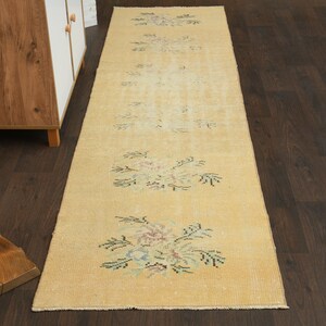 3x10 Vintage rug runner, Turkish Hallway rug, Oushak rug, Anatolian rug, 3x10 Runner rug, Entryway rug, Kitchen rug, Wool rug, 2.7x9.7 Ft