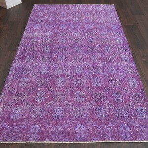 3.9x7.2 Ft Handmade vintage Oushak area rug, Turkish area rug, Anatolian area rug, 4x7 Purple rug, Living room rug, 4x7 Wool rug, Room decor