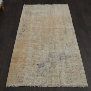 2x3 Orange blue rug, Handmade vintage rug, Turkish bathmat, Bathroom rug, Kitchen throw carpet, Front mat, Decorative rug 2x3, Welcome  rug