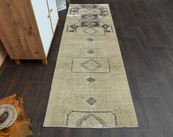 3x8 Turkish rug, Anatolian rug, Vintage rug, Oushak rug, Hallway rug, 3x8 Runner rug, Bohemian rug, Kitchen rug, Entryway rug, 2.6x8.1 Ft
