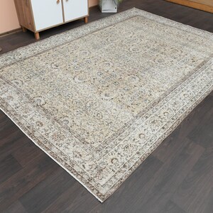7&#39;x10&#39; Beige Vintage rug, Handmade rug, Area Turkish rug, Antique rug, Large rug, Wool rug, Home decor, Living room rug, 7x10 Area Rug