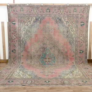 10x13 Turkish rug, Pink Medallion rug, Oversized rug, Area rug, Handmade Wool, Large rug, Oushak rug, Living room rug, Area rug, 9.7x12.8 Ft
