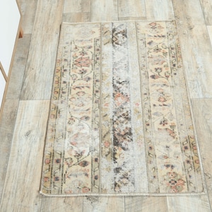 2.2x3.4 Ft Kitchen throw rug, Turkish wool rug, Bath mat, Bathroom rug, Door mat, Handmade small rug, Vintage mini rug, Boho decor, Gift rug