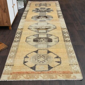 3.7x12.3 Ft Handwoven Oushak runner, 4x12 Runner rug, Bedroom rug, Hallway rug, Turkish runner, Kitchen rug, Vintage runner, Entryway rug