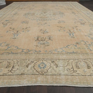 7x11 Turkish rug, Anatolian rug, Vintage rug, Oushak rug, Area rug, Decor rug, Large rug, Faded rug, 7x11 Rug, Minimalist rug, 7.3x11.1 Ft
