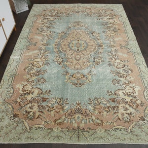 6x9 Turkish rug, Anatolian rug, Vintage rug, Oushak rug, Area rug, Living room rug, Faded rug, 6x9 Rug, Oriental rug, Art decor, 6.2x9.5 Ft