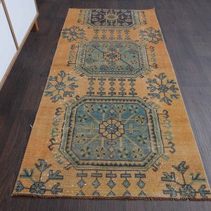 2.4x5.2 Ft Oushak rug, Vintage rug, Bathroom rug, Kitchen throw carpet, Door mat, Small rug, Entryway rug, 2x5 Rug, Front mat, Bath mat