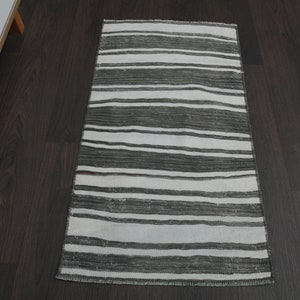 2x3 White gray Turkish rug, Handmade rug, Bath mat, Bathroom rug, Kitchen throw rug, Bath mat, Vintage small rug, Boho decor, Front mat 2x3