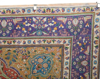 300x300 Vintage Perserteppich, Rot Orange Blau, Medaillon Teppich, Handgemachter Teppich, Rustikaler Übergroßer Teppich, Boho Teppich