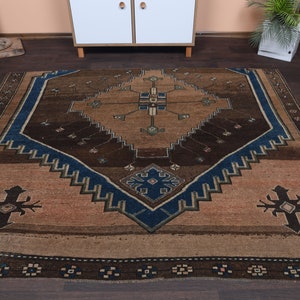 5x7 Vintage Turkish Oushak rug, 5x7 Area rug, Anatolian rug, Living room rug, Special rug, One of a kind, Home decor, Faded rug, 5.4x6.7 Ft