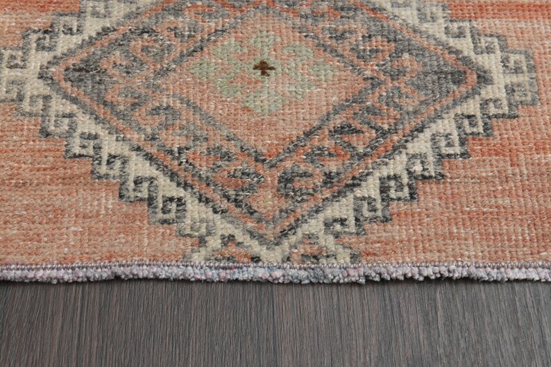 3x11 Purple Gray Rug, Handmade Turkish Rug, Vintage Oushak Rug, Boho