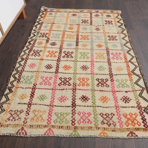3x4 Turkish Oushak vintage rug, Bath mat, Faded rug, Bathroom rug, Kitchen rug, Doormat, Decorative rug, 3x4 Rug, Boho decor, 2.6x3.9 Ft