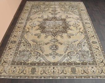 Handgewebter türkischer Teppich, Anatolischer Teppich, Übergroßer Teppich, Vintage Teppich, Esszimmerteppich