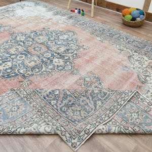9x12 Ft Handmade Turkish rug, Anatolian carpet, Oversized rug, Area rug, Oushak rug, Large rug, Living room rug, 8x12 Rug, Orange Blue Rug