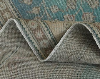 9.6x12.4 ft, Faded Turquoise and Cream Area Rug, Turkish Vintage Rug, Handmade Rug, Wool Rug Oushak Rug Modern Rug 10x12 Turkish Vintage Rug