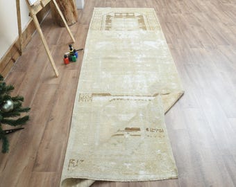 3x9.3 ft Handmade Vintage Runner Rug, Turkish Oushak Rug, Stair Hallway Rug, Kitchen Carpet, Kitchen Decor, Decorative Rug 3x9, Entryway Rug