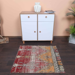 3.2x3.6 Handwoven vintage doormat, Bath mat, Bathroom rug, Kitchen throw carpet, Door mat, 3x4 Small rug, Entryway rug, Boho decor, Gift rug