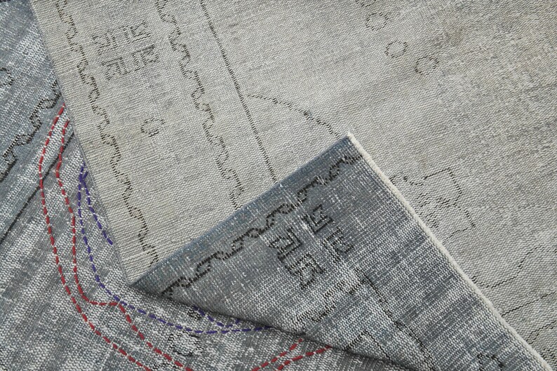 6x9 GREEN BLUE AREA Rug, Distressed Turkish Handmade Rug, Oushak Rug, Living Room Rug, Vintage rug, 6x9 Area Rug, Wool Rug, 5'5x8'9 Ft Rug image 10
