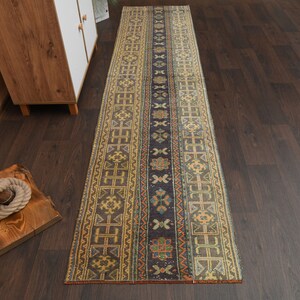 2.4x9.7 Ft Turkish Vintage rug, Oushak rug, Kitchen rug, Wool rug, Antique rug, Hallway rug, Entryway rug, Patchwork rug, 2x10 Runner rug