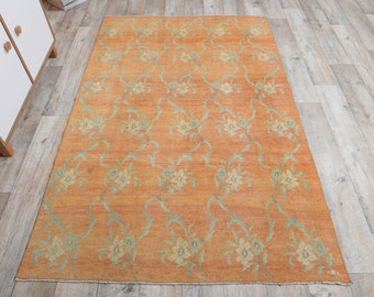 Vintage Oushak Teppich, Türkischer Teppich, Antiker Teppich, Handgemachter Teppich 100x200, Bauernhausteppich, Boho Teppich