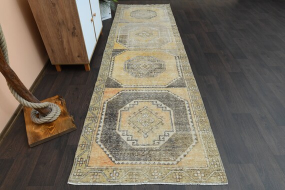 100x300 türkischer Teppich, Oushak Teppich, Wollteppich, Vintage Teppich, Dielenteppich, Eingangsbereich, 100x300 Läufer, Küchenteppich, Anatolischer Teppich 100x300