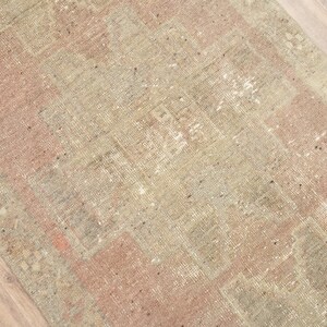 3x13 Vintage Runner, Turkish Runner, Faded Rug, Oushak rug runner, Wool rug, Hallway rug, 3x13 Rug, Bohemian rug, Pink Runner, Rustic Carpet
