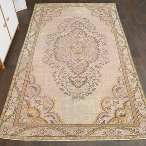 5x9 Pink beige Turkish rug, Handmade Vintage rug, Oushak rug, 5x9 Area rug, Living room rug, Large rug, Bedroom rug, Boho decor, 5.3x8.9 Ft