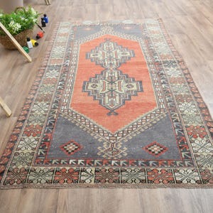 4x6 ft Vintage Turkish Oushak rug, Area rug, Red Oriental Rug, Living room rug, Antique rug, Wool rug, One of a kind, Home decor, Handwoven