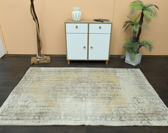 5 x 7,7 ft handgemaakt vintage tapijt, Oushak-tapijt, Anatolisch tapijt, tapijt van 5 x 8, woonkamertapijt, interieurontwerper, interieurtapijt, keukentapijt