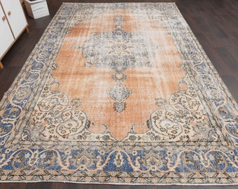 7.2x11.1 Ft Handwoven Turkish area rug, Anatolian carpet, Vintage oversized rug, Oushak rug, Living room rug, 7x11 Area rug, Oriental rug