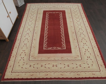 6x9 ART DECOR, Vintage rug, Turkish rug,  Oushak rug, Handmade wool rug, Farmhouse decor, One-of-a-kind, Area rug, Geometric rug, 6.4x8.6 Ft