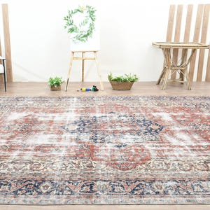 8x12 Antique Red Vintage rug, Oriental Handmade unique Carpet, Wool rug, Red Blue Oushak rug, large area rug, Living room rug, 8.5x12.3 ft