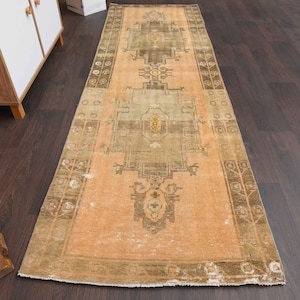 2.8x8.5 Ft Handmade Turkish runner, Vintage runner, Oushak runner, Antique rug, Hallway rug, Kitchen rug, Entryway rug, Bedroom rug, 3x8 Rug