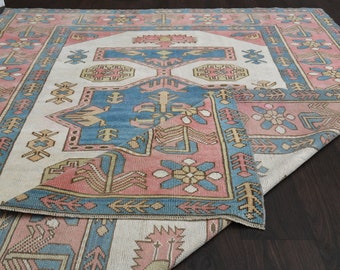 5.5x7.3 Ft Vintage rug, Turkish rug, Medium rug, Oushak rug, 5x7 Area rug, Kitchen rug, Anatolian rug, Bohemian rug, Home decor, Wool rug
