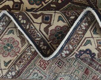 Modern Panel Design Turkish Rug 5x8, Muted Jewel Tone Vintage Rug, 4.7x8.2 Feet Handwoven Wool Rug, Traditional Luxury Area Rug