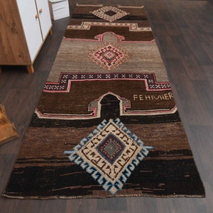 3.8x11.1 Ft Handmade Turkish runner, Vintage runner, Bohemian rug runner, Oushak runner, 4x11 Rug, Handwoven rug, Hallway rug, Entryway rug
