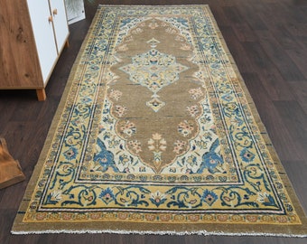 4.2x10.2 Ft Handmade Turkish runner, Vintage Anatolian rug runner, Hallway rug, 4x10 Wool rug, 4x10 Bohemian rug, Entryway rug, 4x10 Rug