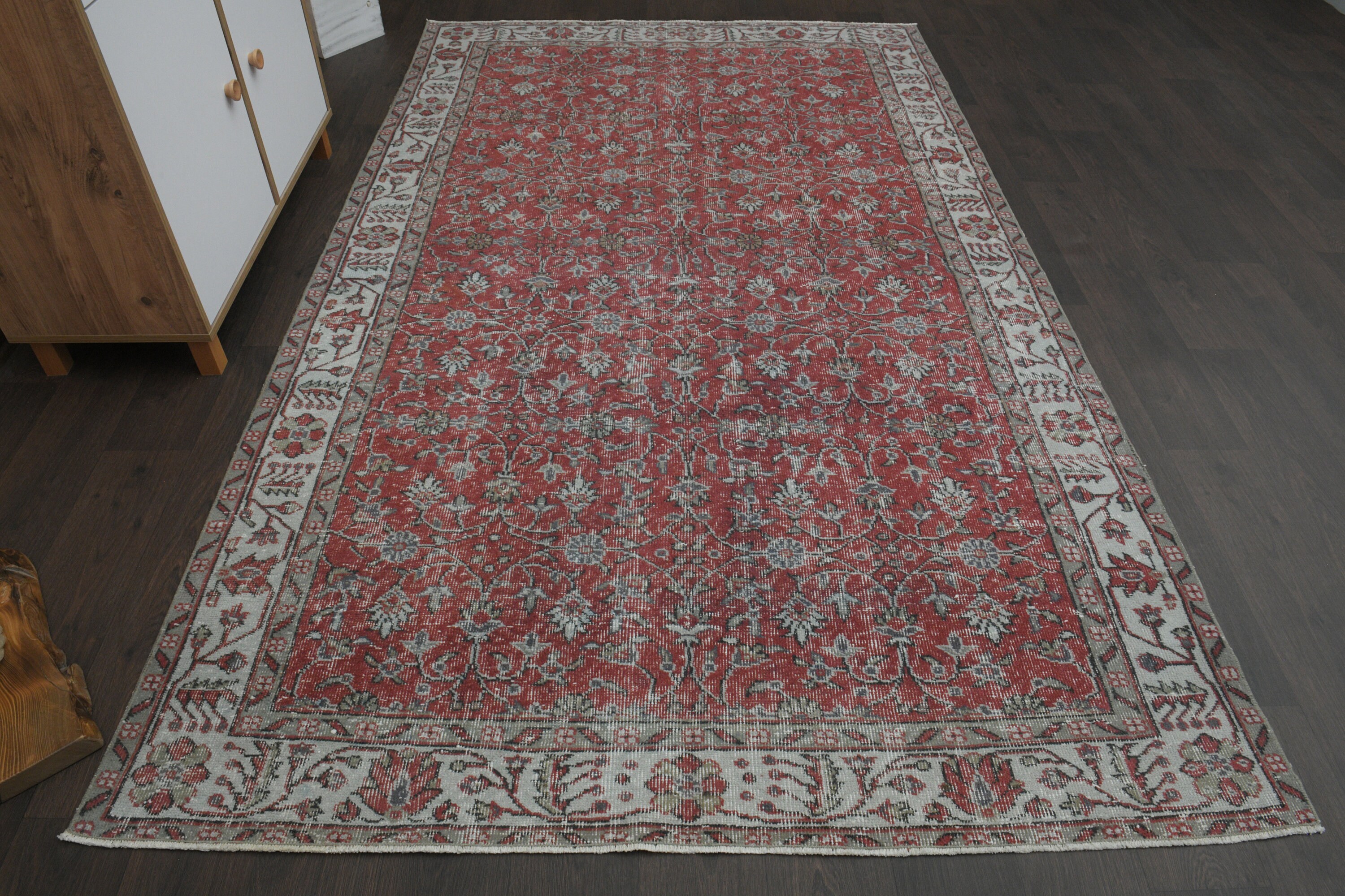 5x9 Turkish rug, Floral Red Vintage rug, Oushak rug, 5x9 Rug, Living room rug, Large rug, Bedroom rug, Boho decor, Bohemian rug, 5.5x9.2 Ft