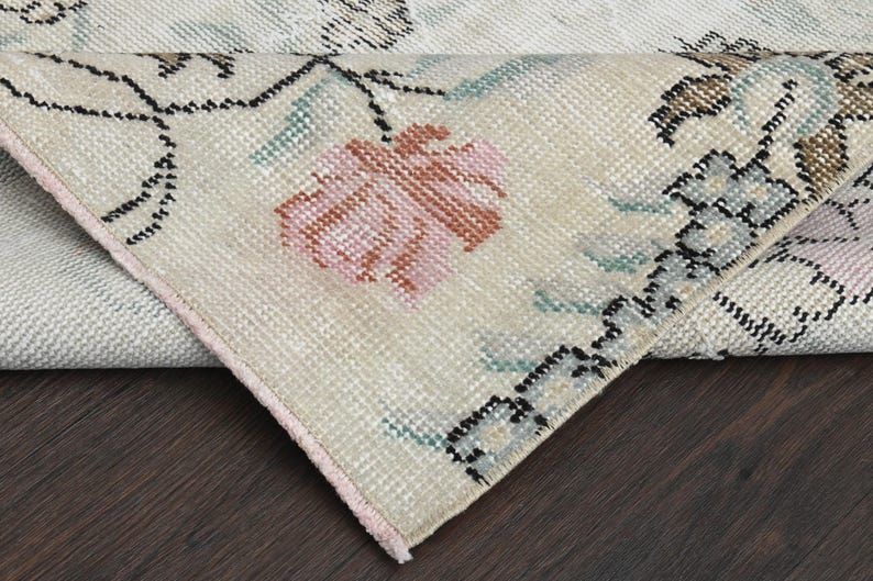4x7 Floral Turkish Rug, Vintage Rug, Handmade Rug, Area Rug, Oushak Rug