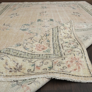 6x10 Turkish rug, Vintage rug, Bohemian rug, Oushak rug, Oriental rug, Area rug, Faded rug, Large rug, Living room rug, 6x10 Rug, 6.2x9.8 Ft